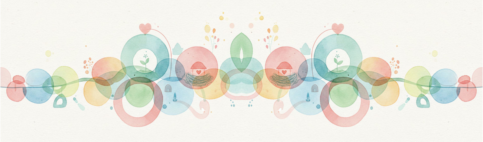 Illustrazione astratta che rappresenta spazi abitabili di cura, relazione e limite.