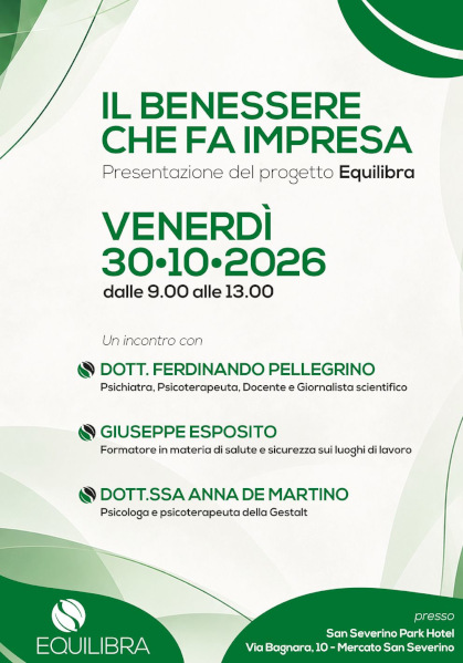 Locandina del convegno Il benessere che fa impresa, 30 ottobre 2026, a Mercato San Severino